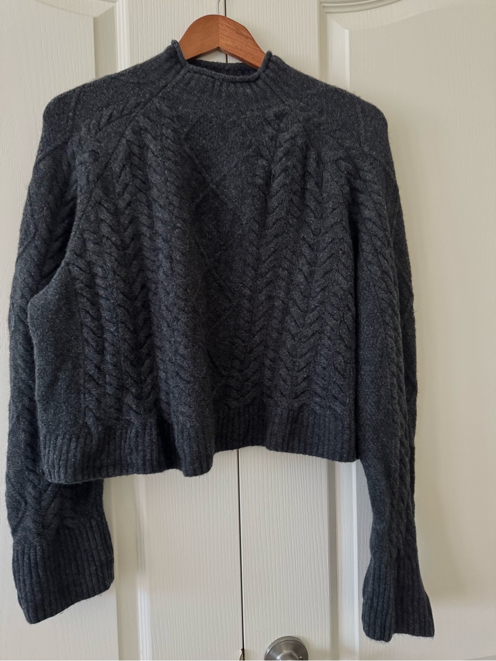 J. Crew Charcoal Cable Knit Mock Turtleneck Sweater